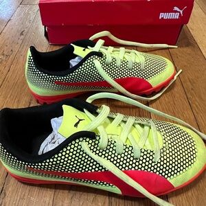 Puma Spirit TT Jr Kids Shoes - Yellow/Red/Black soccer cleats 1.5